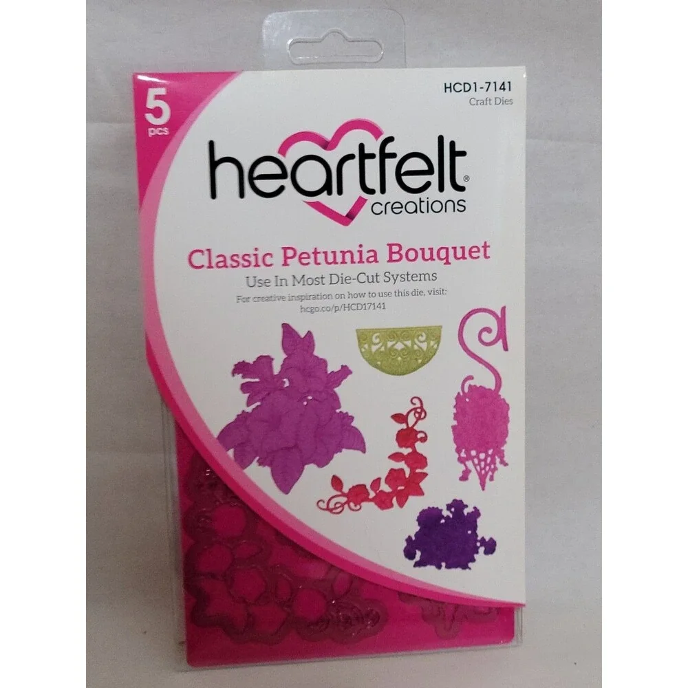 Heartfelt Creations Classic Petunia Bouquet Craft Dies Cling Stamps Scrapbook
